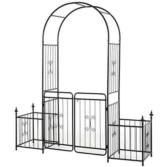 Garden Arbor Arch Gate With Trellis And Locking Doors