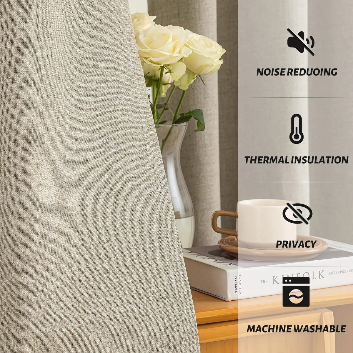 Custom Blackout Window Curtains With Static Cling And Ceiling Mount