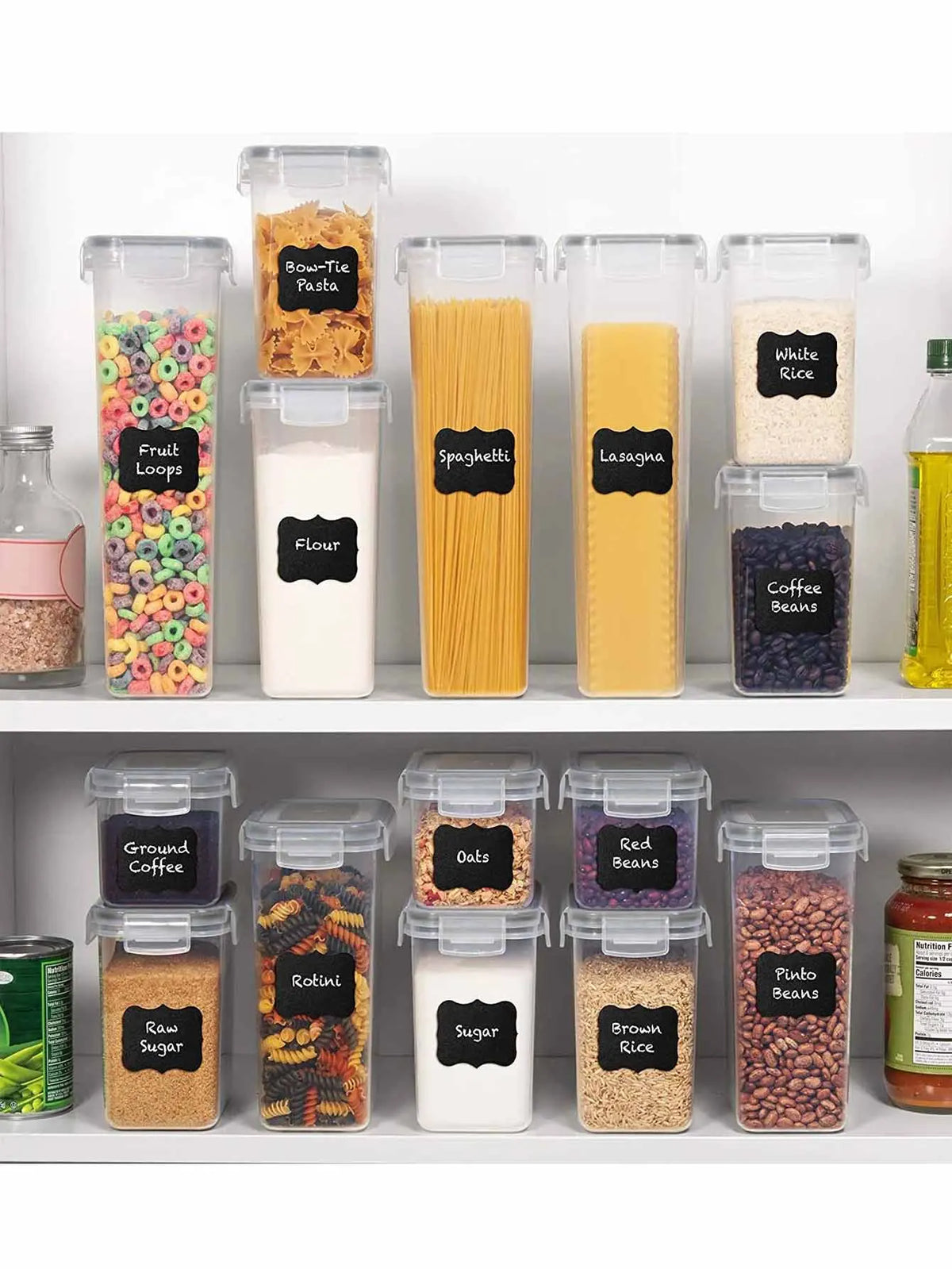 Airtight Food Storage Containers With Labels For Spices Grains Flour