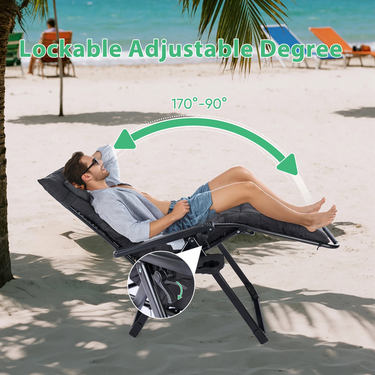 JHK Zero Gravity Recliner Folding Outdoor Patio Lounge Chair