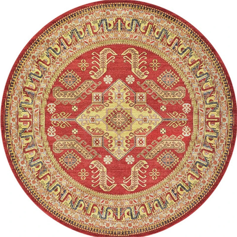 Round European Style Thick Polyester Anti-Slip Living Room Rug