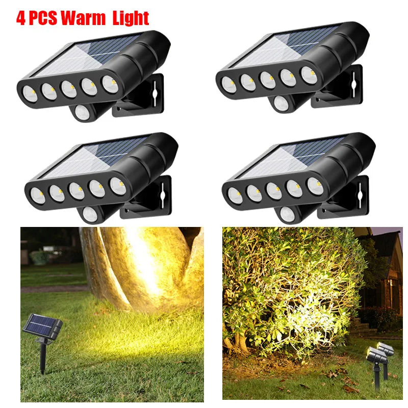 Famcdc 4 Pack Solar Outdoor Landscape Led Spotlights Lawn Garden