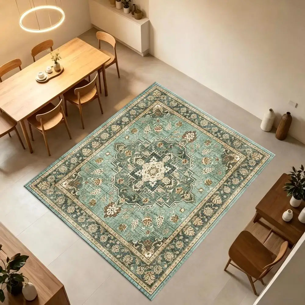 Soft Polyester Medallion Floor Rug Machine Washable Indoor Outdoor Decor