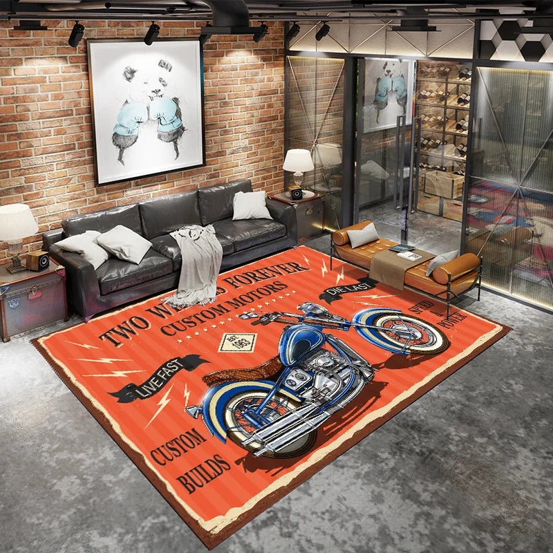 American Industrial Geometric Polyester Non Slip Home Lounge Rug