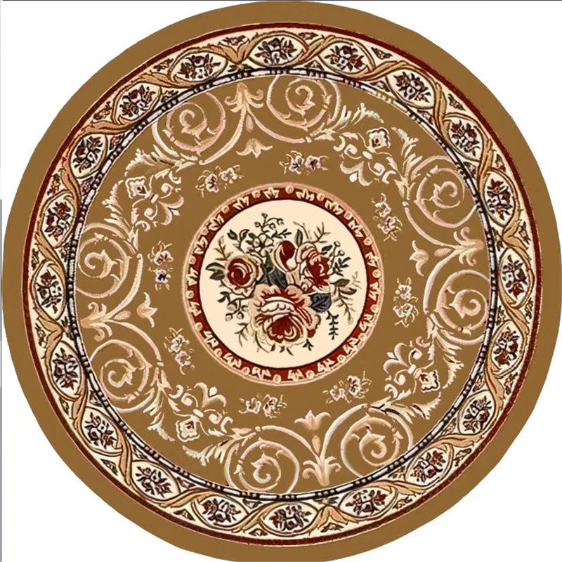 Round European Style Thick Polyester Anti-Slip Living Room Rug