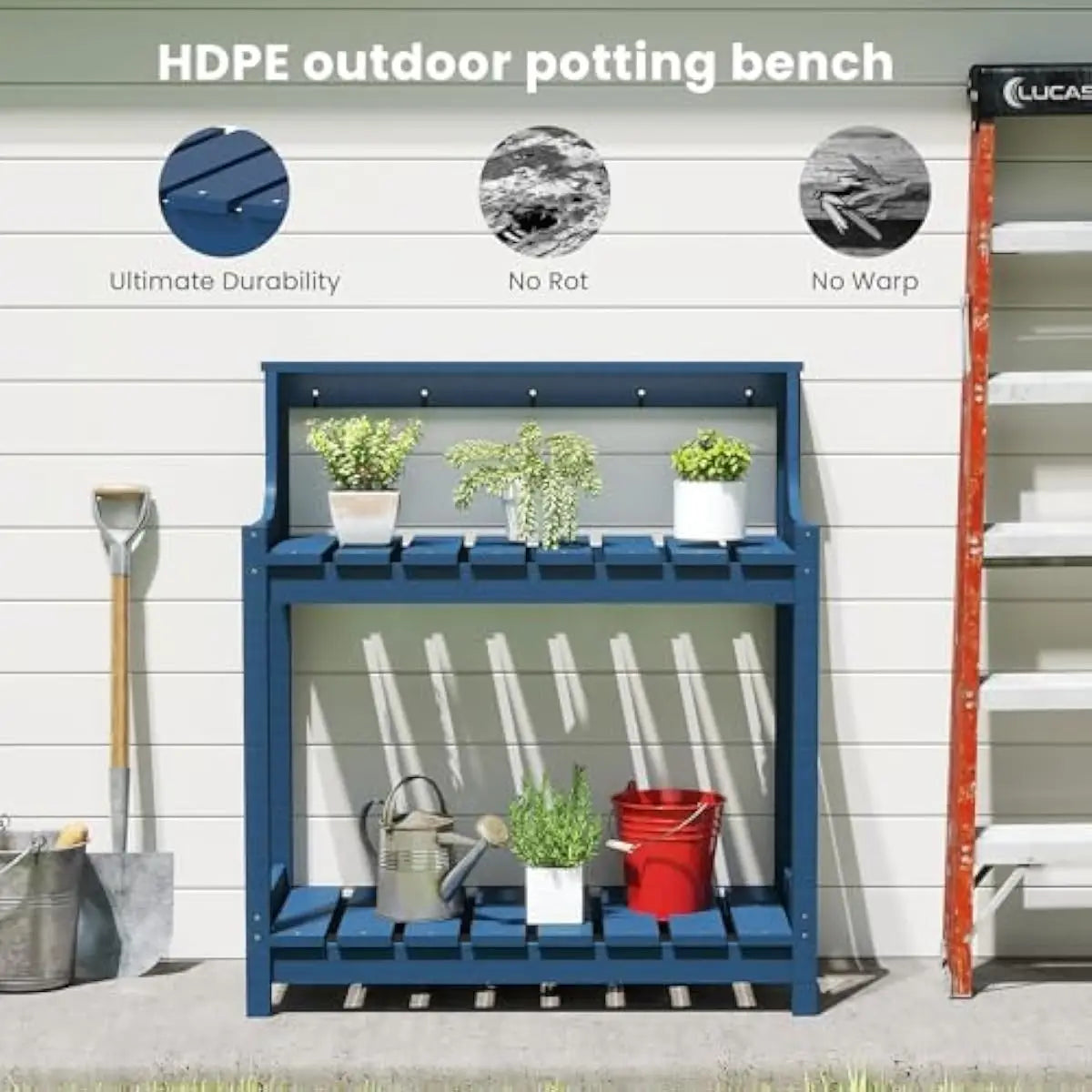 All Weather HDPE Outdoor Potting Bench With Tool Hooks