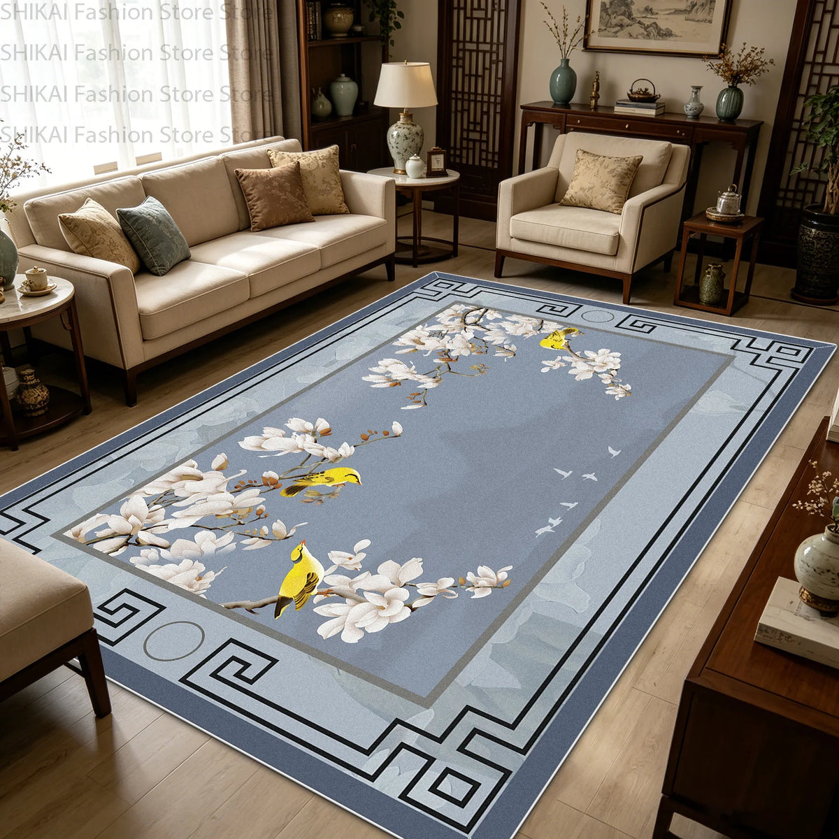 Lyahkae Chinese Ink Painting Soft Non Slip Indoor Floor Rug