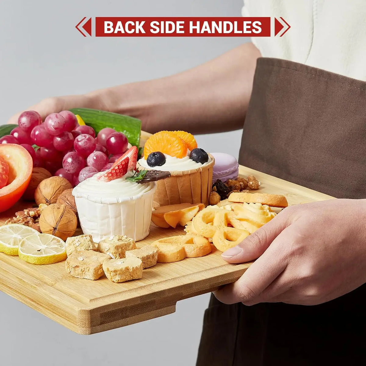 Natural Bamboo Cutting Boards Set With Juice Grooves And Stand