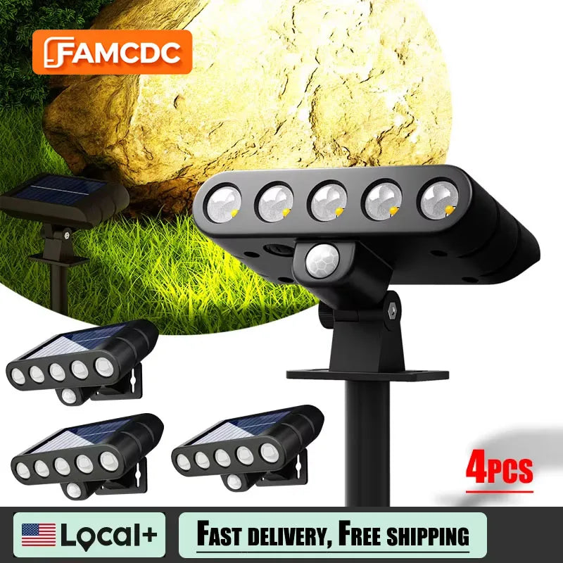 Famcdc 4 Pack Solar Outdoor Landscape Led Spotlights Lawn Garden