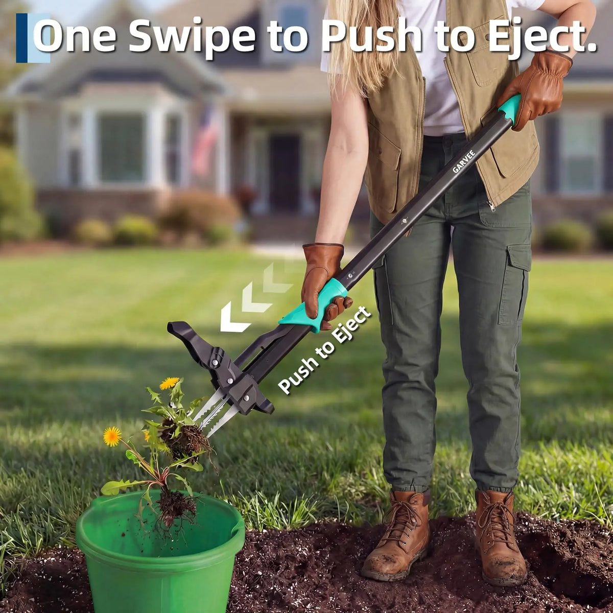Long Handle Stand Up Weed Puller With Easy Eject Foot Pedal