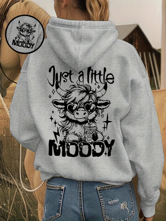 Women's Cotton Cartoon Cow Print Hoodie Pullover Sweatshirt