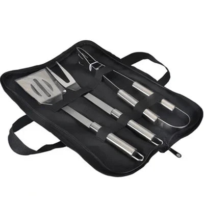 Stainless Steel Barbecue Grill Tool Set With Portable Cloth Bag