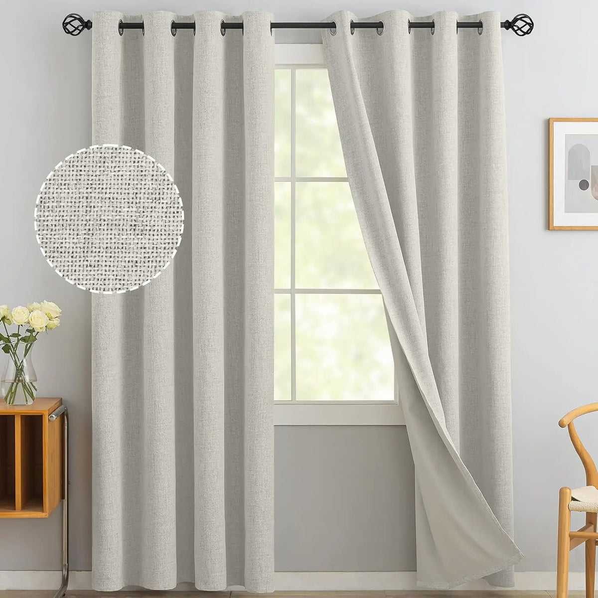 Custom Blackout Window Curtains With Static Cling And Ceiling Mount