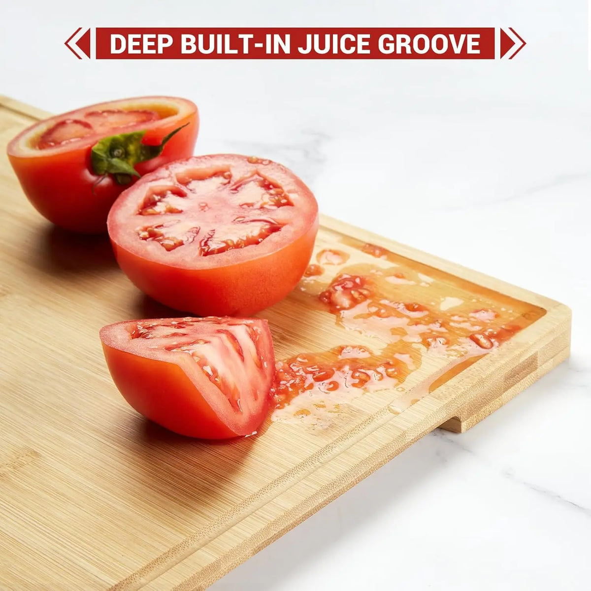 Natural Bamboo Cutting Boards Set With Juice Grooves And Stand