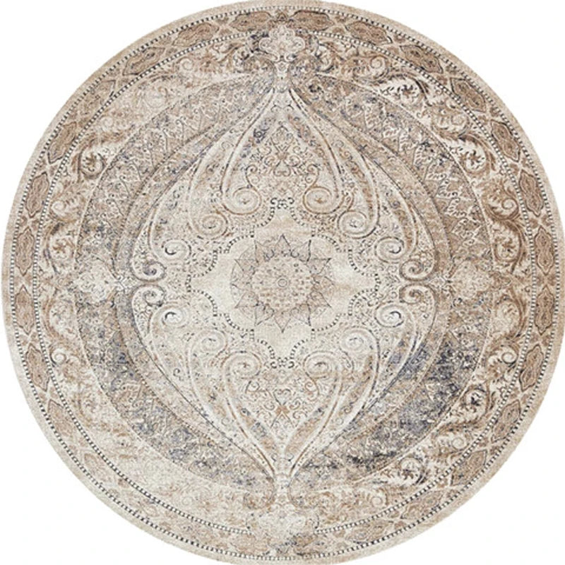Round European Style Thick Polyester Anti-Slip Living Room Rug
