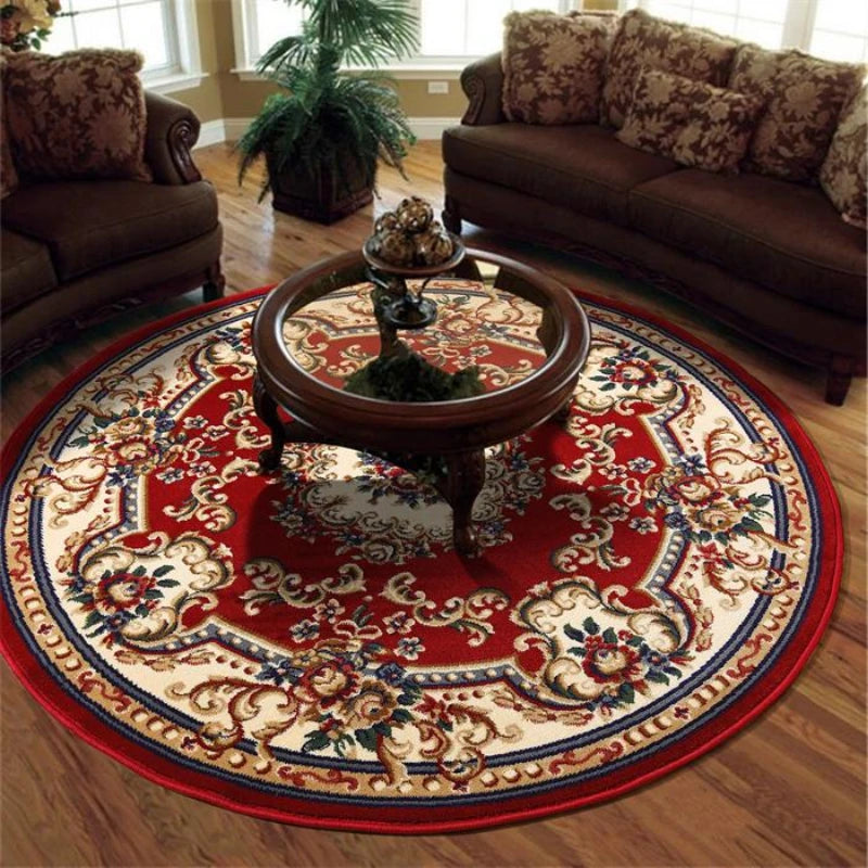 Round European Style Thick Polyester Anti-Slip Living Room Rug