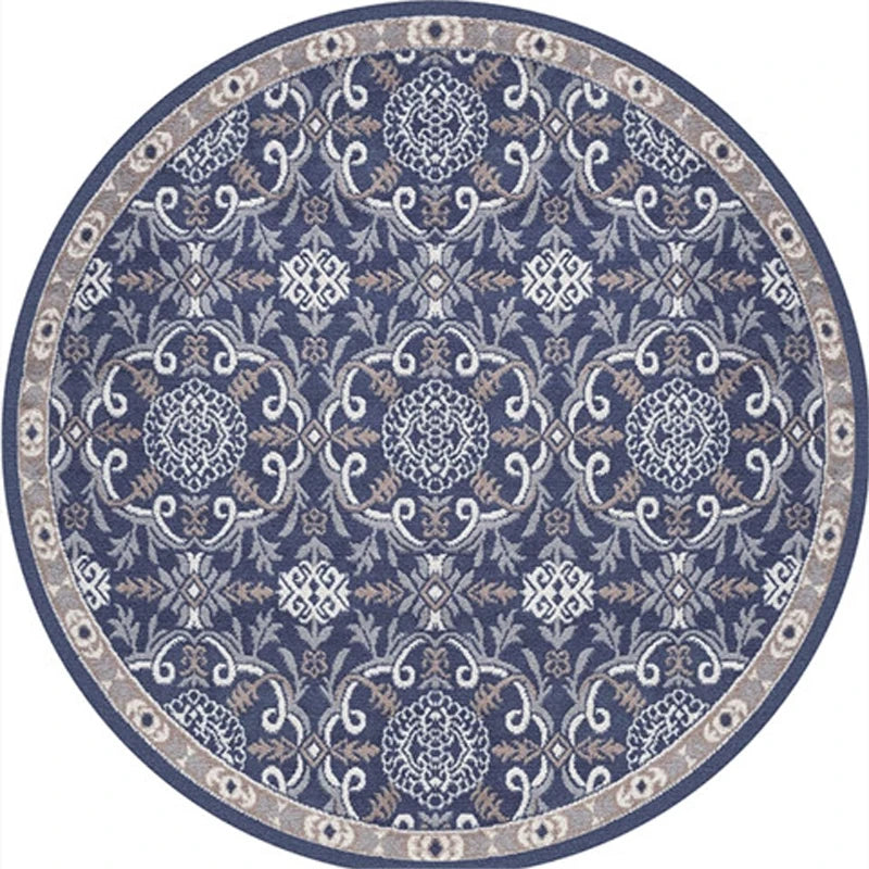 Round European Style Thick Polyester Anti-Slip Living Room Rug