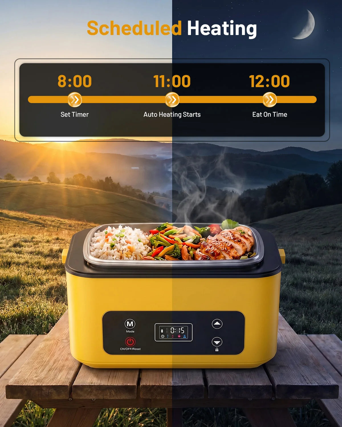 Portable Heated Lunch Box Cordless Food Warmer With Power Bank