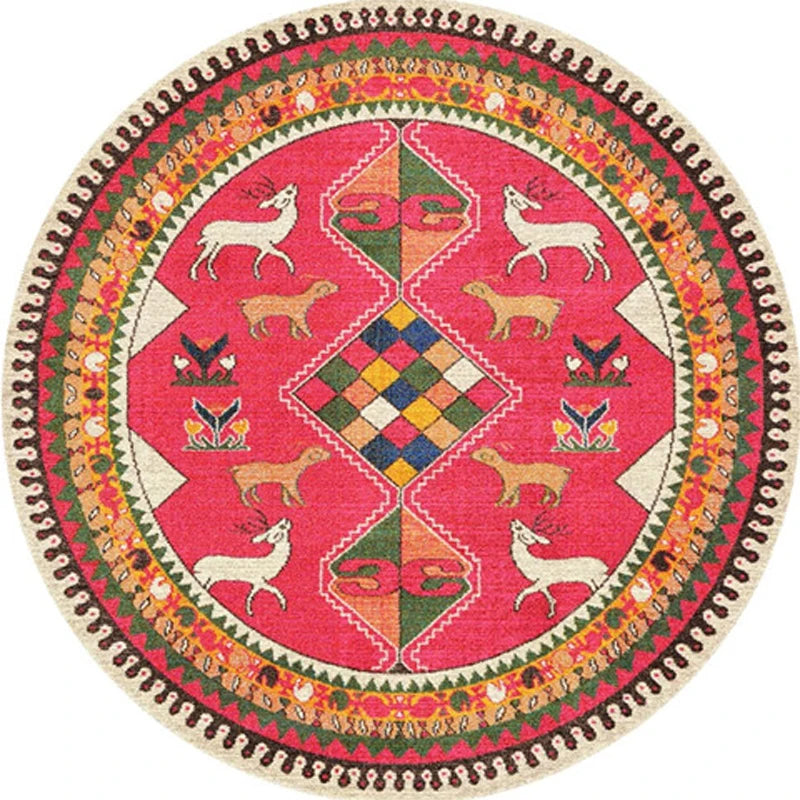Round European Style Thick Polyester Anti-Slip Living Room Rug