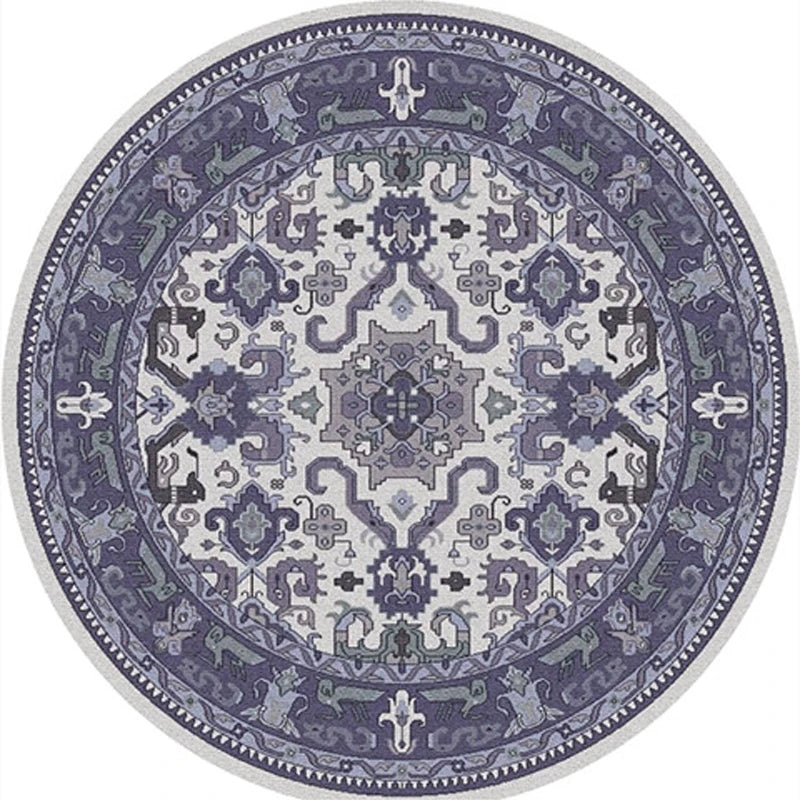 Round European Style Thick Polyester Anti-Slip Living Room Rug
