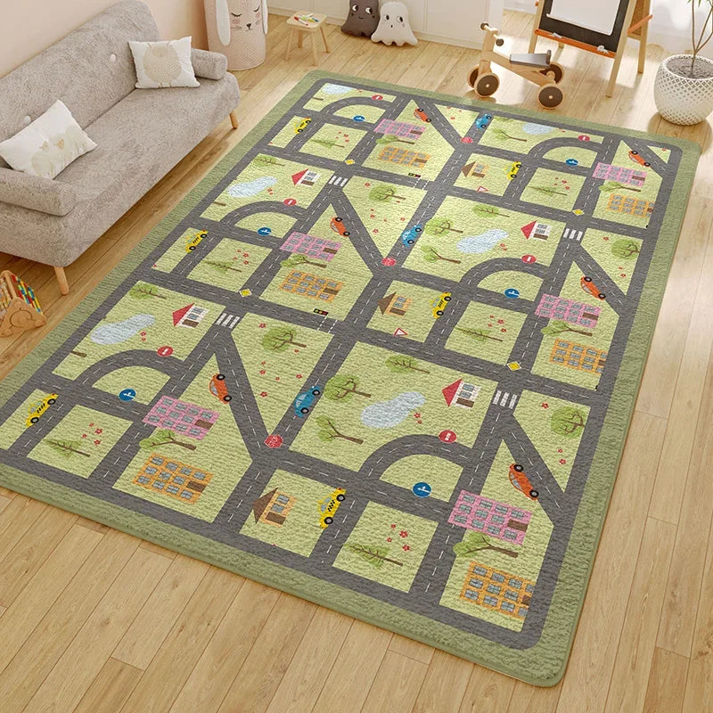 Washable Kids Room Carpet Modern Geometric Anti Slip Home Rug