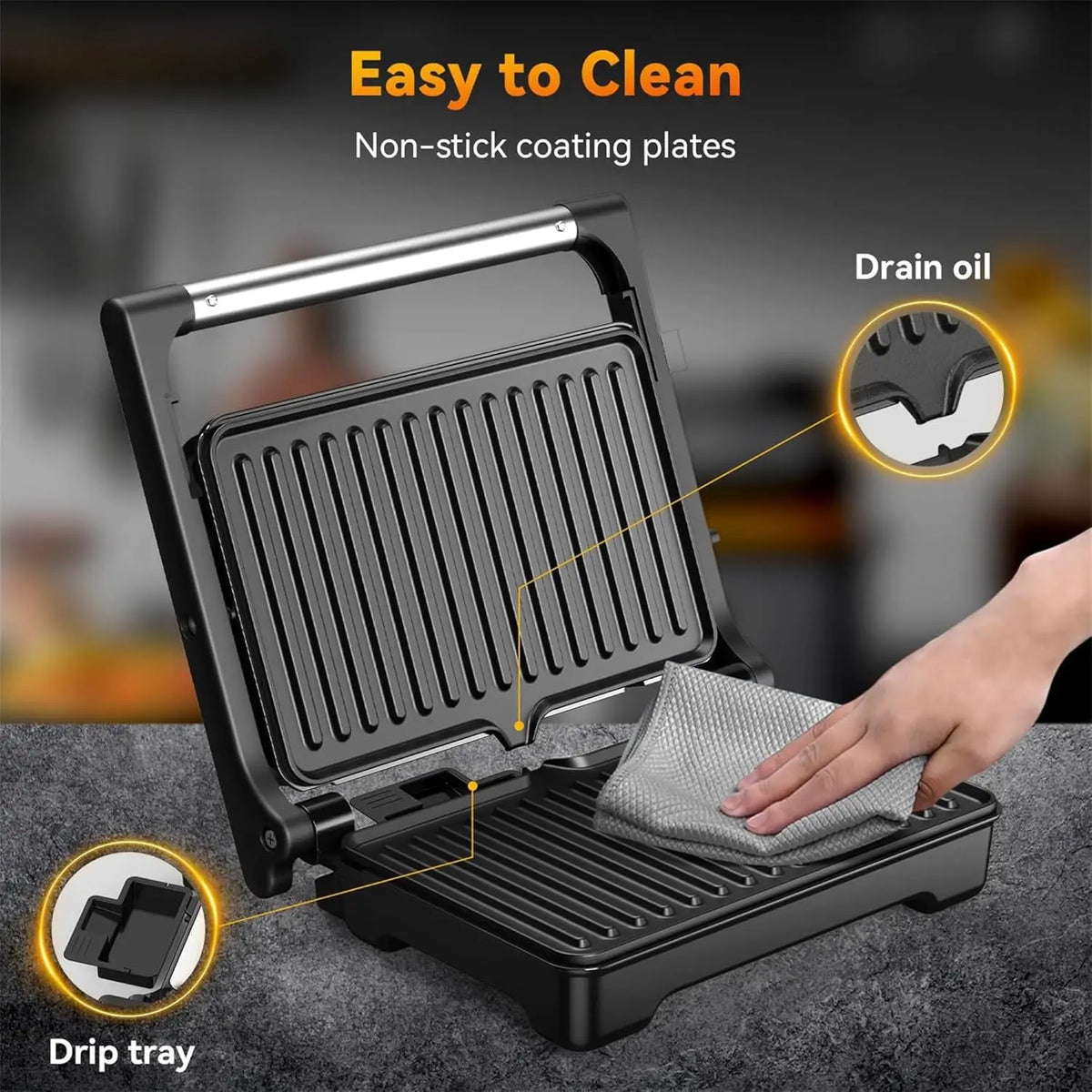 Ostba 1200 Watt Electric Panini Grill Press Sandwich Maker
