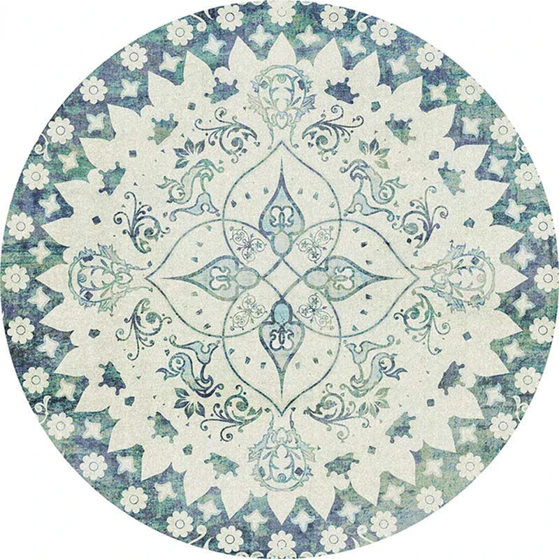 Round European Style Thick Polyester Anti-Slip Living Room Rug