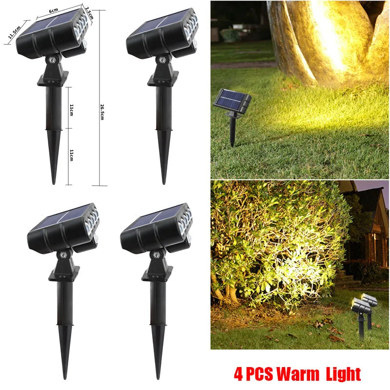 Famcdc 4 Pack Solar Outdoor Landscape Led Spotlights Lawn Garden