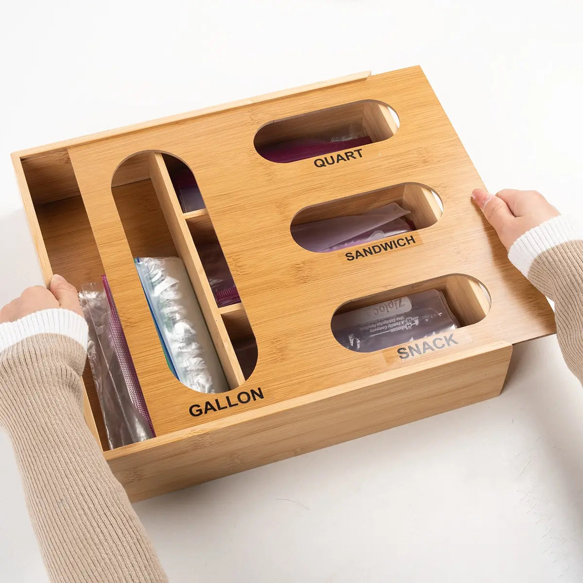 Elegant Bamboo Ziplock Bag Slider Storage Organizer