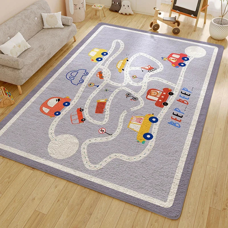 Washable Kids Room Carpet Modern Geometric Anti Slip Home Rug