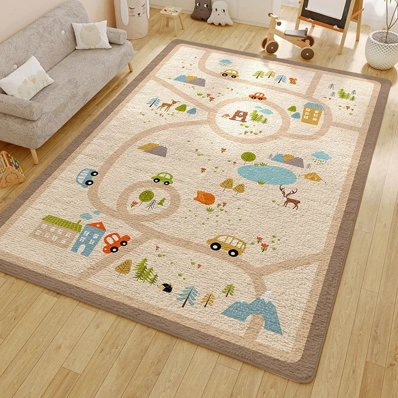 Washable Kids Room Carpet Modern Geometric Anti Slip Home Rug