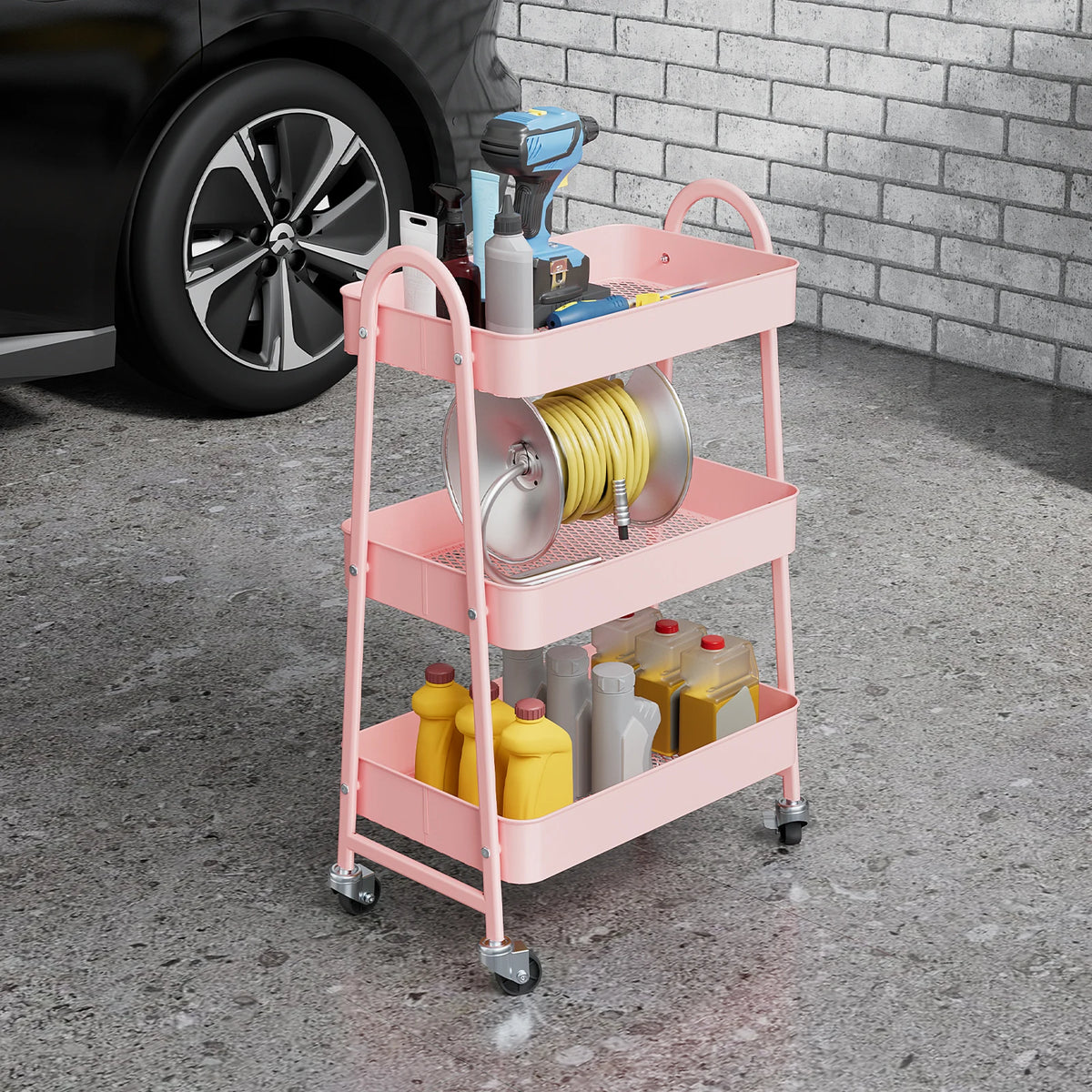 Jhk 3 Tier Rolling Storage Cart With Lockable Wheels
