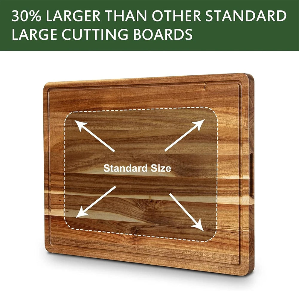 Twister Reversible Wood Cutting Board With Juice Groove And Handle