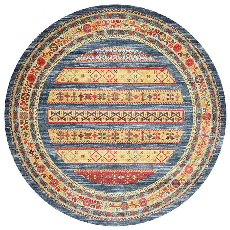 Round European Style Thick Polyester Anti-Slip Living Room Rug