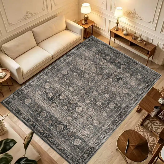 Vintage Striped Polyester Rubber Backed Rug For Living Room