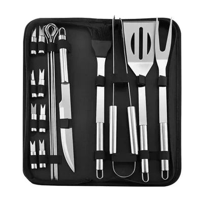 Stainless Steel Barbecue Grill Tool Set With Portable Cloth Bag