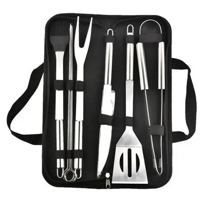 Stainless Steel Barbecue Grill Tool Set With Portable Cloth Bag