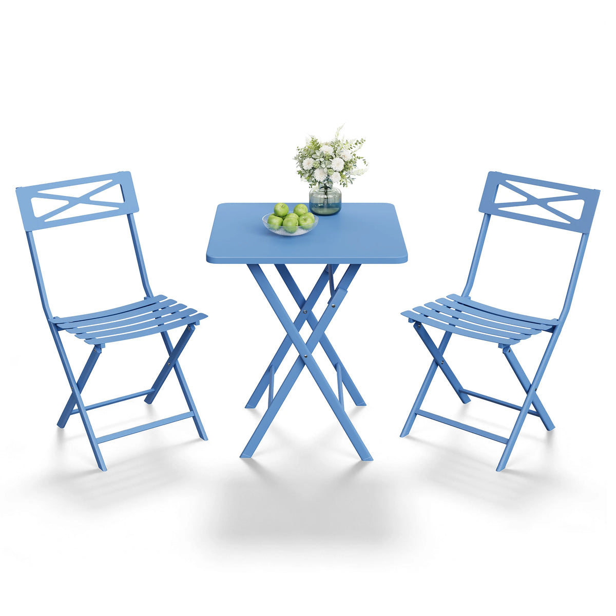 GarveeLife Folding Patio Bistro Set With Table And Two Chairs