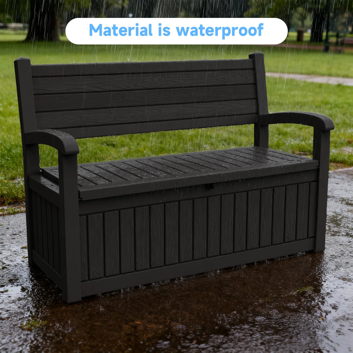 Weather Resistant Plastic Outdoor Patio Storage Bench For Garden