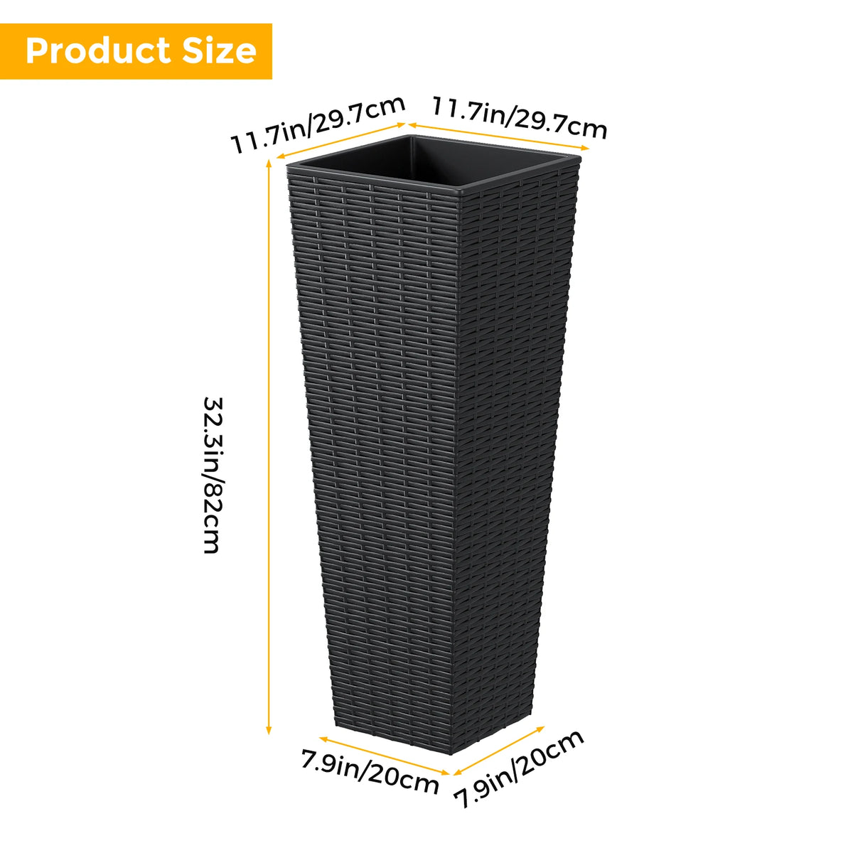Romellar Modern Resin Rattan Texture Tall Planter Pots With Drainage