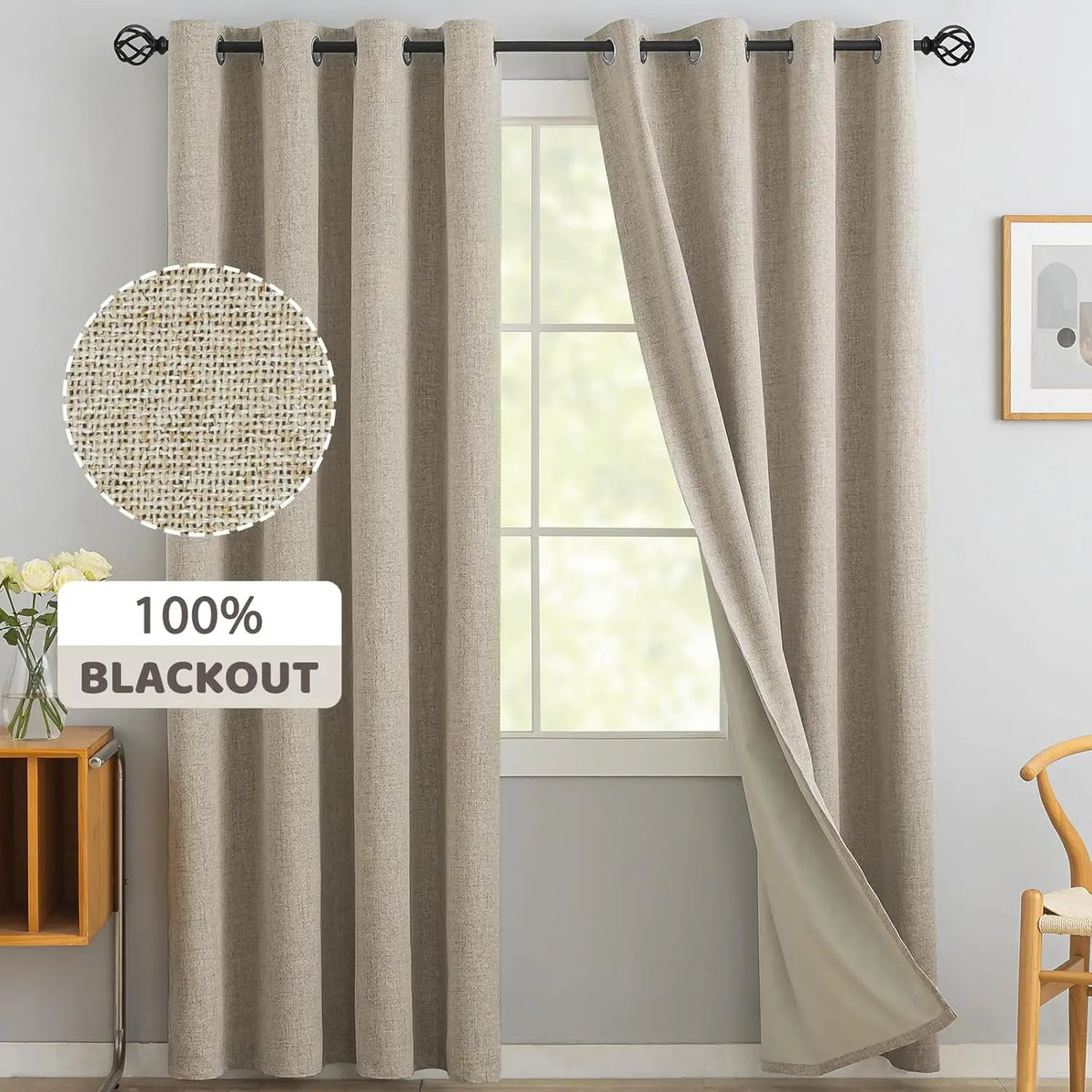 Custom Blackout Window Curtains With Static Cling And Ceiling Mount