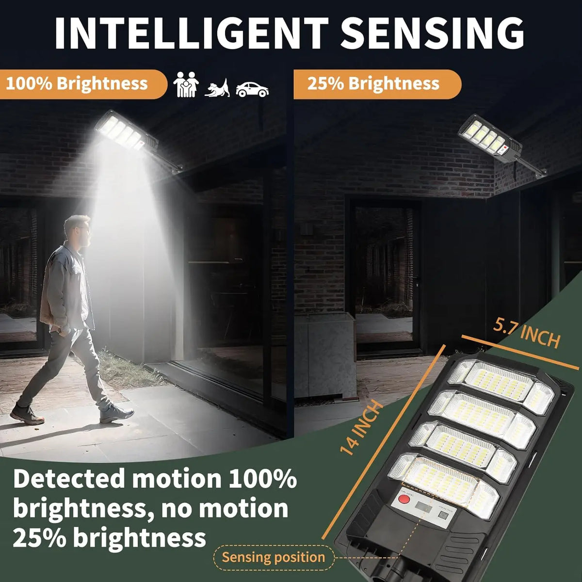 2Pack Solar Street Lights Outdoor Waterproof LED Automatic Remote Dimmable