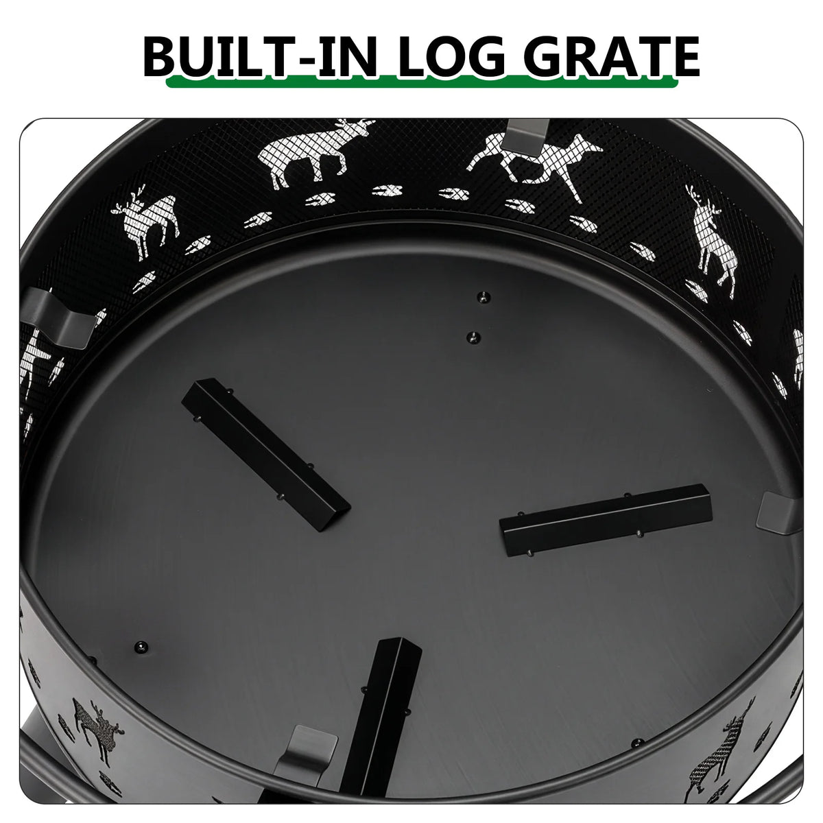 Outdoor Wood Burning Fire Pit With Hinged Spark Screen Lid