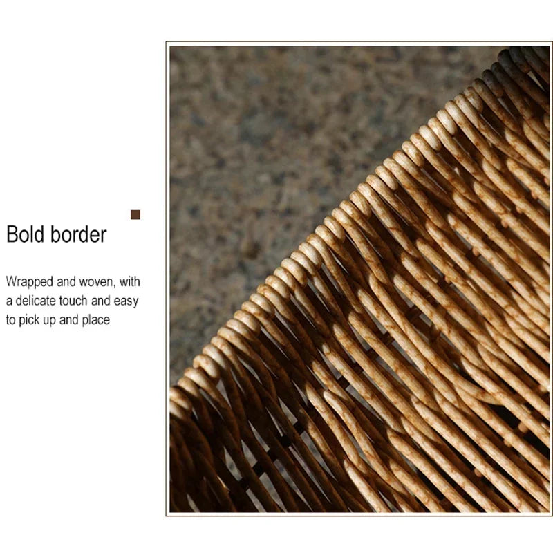 Hand Woven Imitation Rattan Fruit Basket Home Kitchen Storage