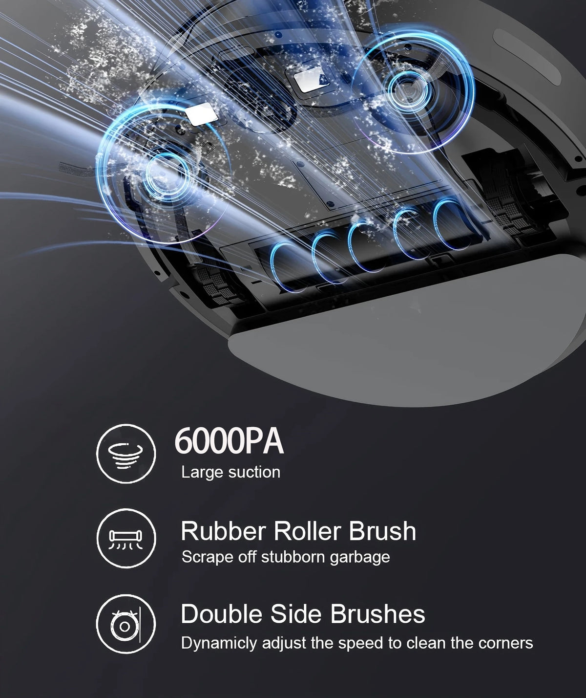 BOAIMORE 6000PA Robot Vacuum Mop Smart Mapping With Self Charging