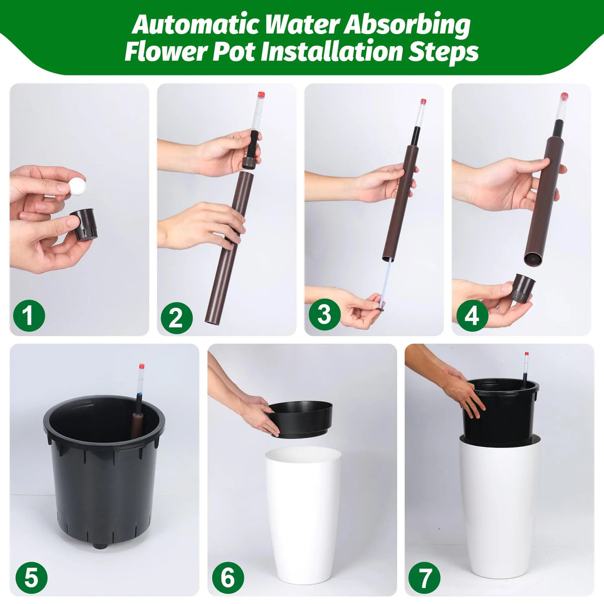 HiMISS Self Watering Planters With Water Level Indicator Set
