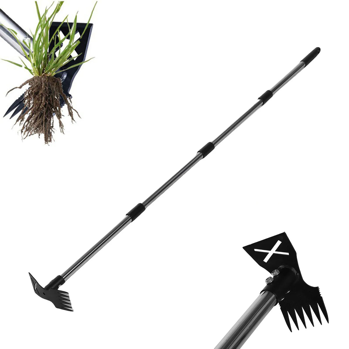 Manual Weed Puller Tool With Long Handle Garden Rake