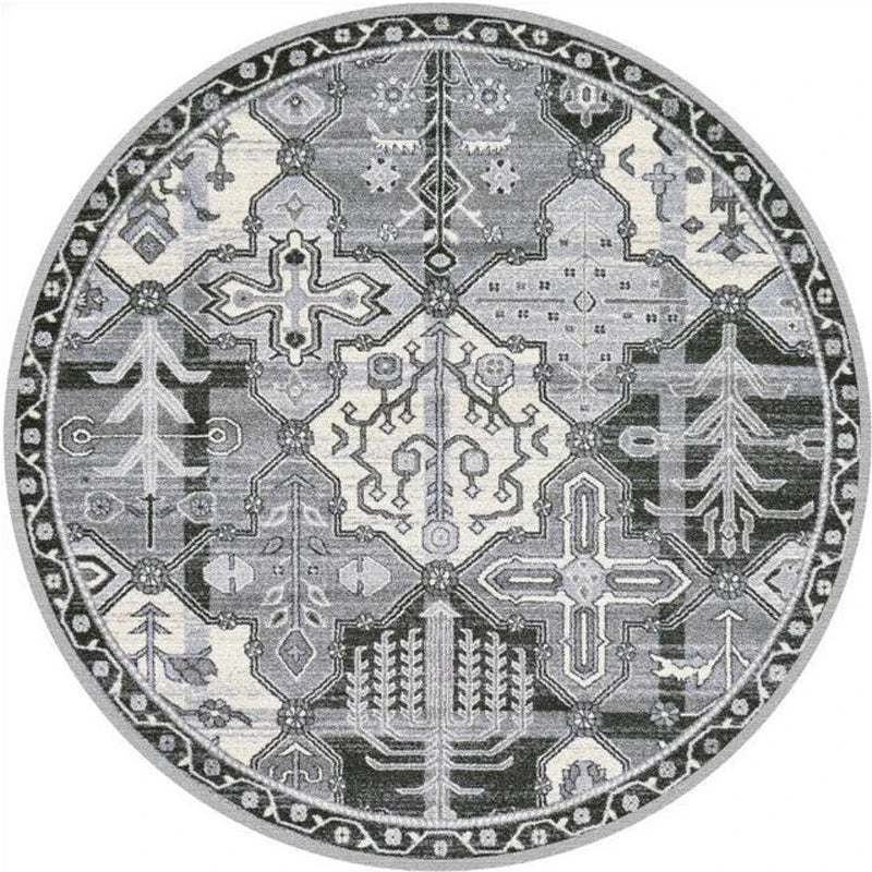 Round European Style Thick Polyester Anti-Slip Living Room Rug