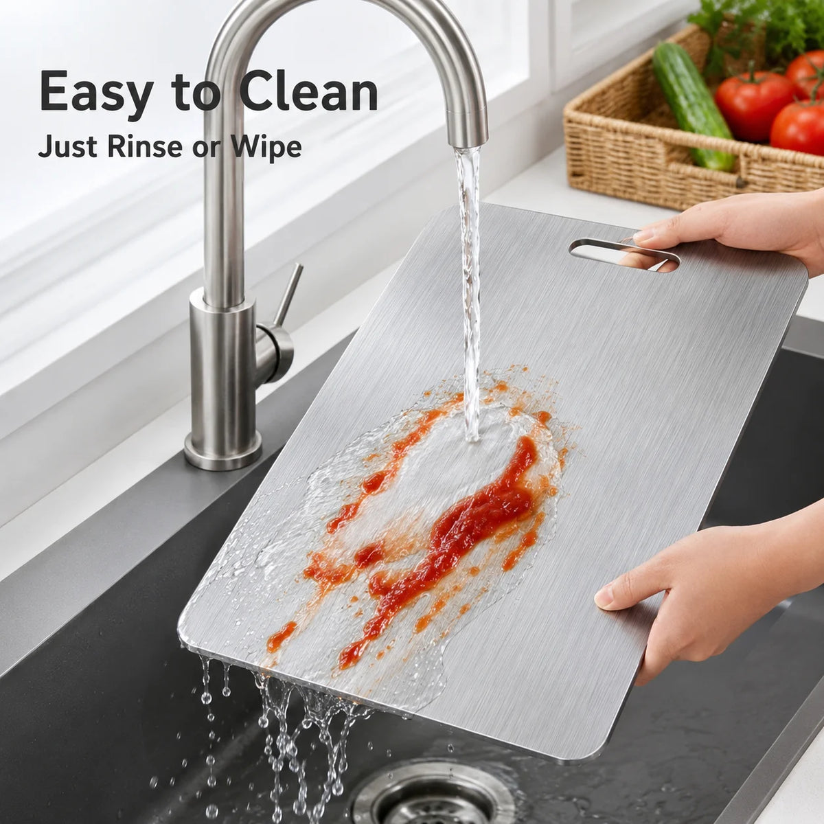 Titanium Reversible Kitchen Cutting Board Set With Hanging Hole