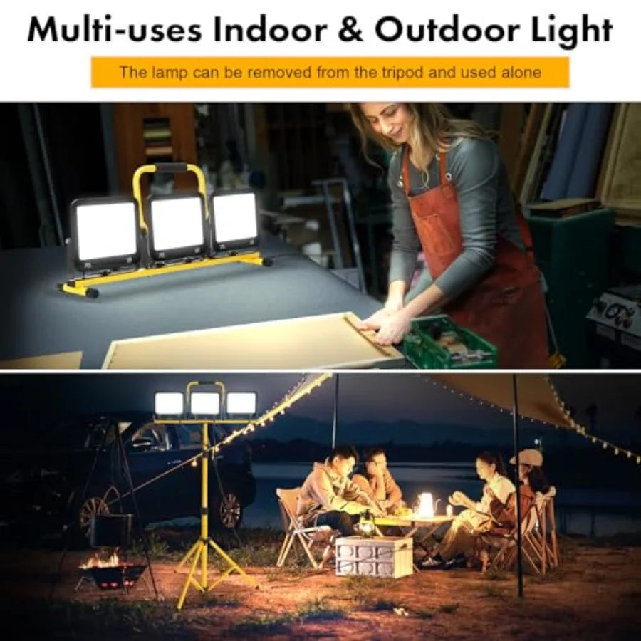 Three Head LED Work Light With Stand And Individual Switches